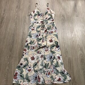 ALI & JAY Floral Print Hi-Lo Hem Lace-Up Romper Kimono Medium